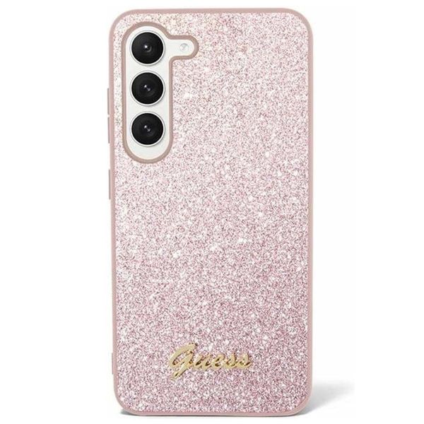 Guess Glitter Flakes Backcover Samsung Galaxy S24 Ultra - Roze