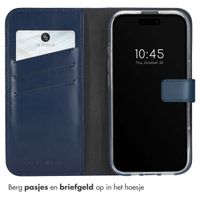 Selencia Echt Leren Bookcase Apple iPhone 16 - Blauw