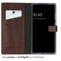Selencia Echt Leren Bookcase Samsung Galaxy S24 Ultra - Donkerbruin