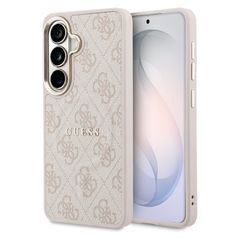 Guess 4G Leather Backcover met MagSafe Samsung Galaxy S26 - Gold Edge - Pink