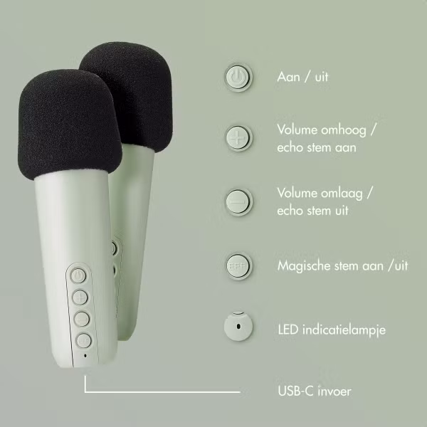 imoshion Sing & Shine Karaoke set - Speaker en 2 microfoons - Mintgreen