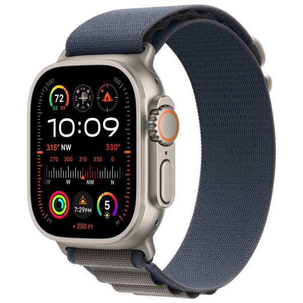 Apple Alpine Loop Band Apple Watch Series 1 t/m 10 / SE / Ultra (2) (44/45/46/49 mm) - Maat L - Blue