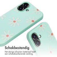 imoshion Siliconen design hoesje met koord Apple iPhone 16 - Green Flower Distance