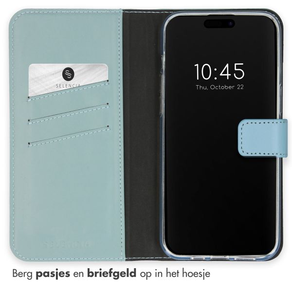 Selencia Echt Leren Bookcase Apple iPhone 15 Pro Max - Air Blue