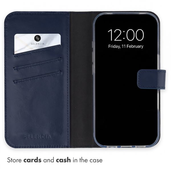 Selencia Genuine Leather Book Case Apple iPhone 18 Pro / 17 Pro - Blue