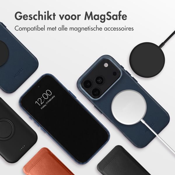 Accezz MagSafe Leather Backcover Apple iPhone 18 Pro / 17 Pro - Nightfall Blue