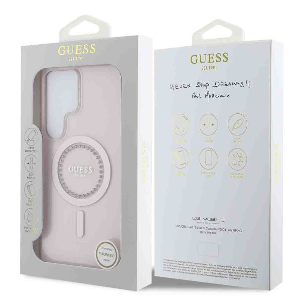 Guess MagSafe IML Rhinestones Case Samsung Galaxy S25 Ultra - Roze