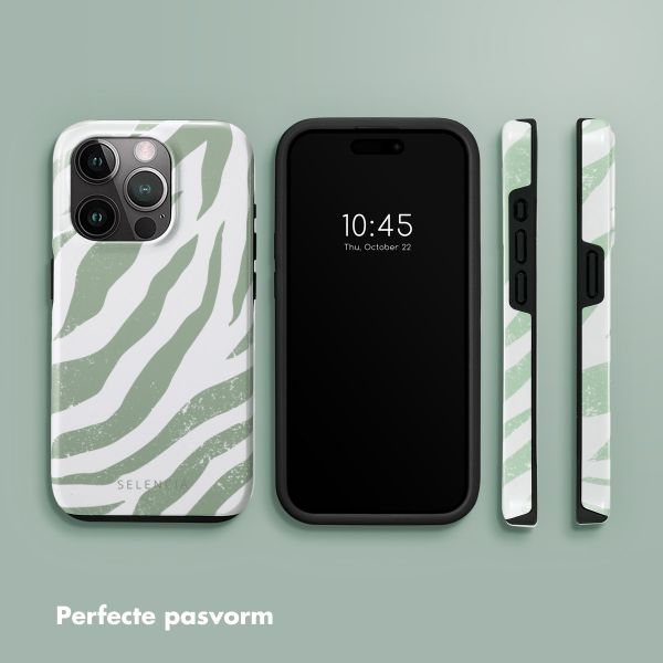 Selencia Vivid Tough Backcover iPhone 15 Pro - Colorful Zebra Sage Green