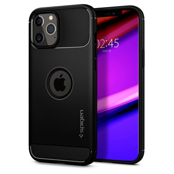 Spigen Rugged Armor Backcover Apple iPhone 12 (Pro) - Zwart