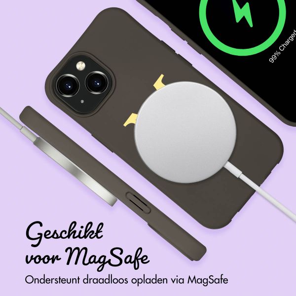 Gepersonaliseerd Color Backcover MagSafe met afneembaar koord en letter  iPhone 15 - Black Coffee