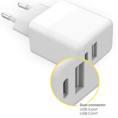 Accezz Wall Charger iPhone 13 Pro - Oplader - USB-C en USB aansluiting - Power Delivery - 20 Watt - Wit