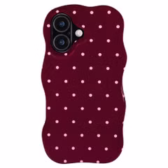 Selencia Vivid Wavy Backcover met MagSafe Apple iPhone 17 - Happy Dots Burgundy