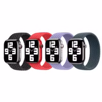 Apple 4 Pack Gevlochten solobandje voor de Apple Watch | 38/40/41/42 mm - Maat 5 - Black Unity/ (PRODUCT)RED/ Lavender/ Lake Green
