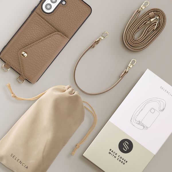Selencia Sera Telefoonhoes met Koord en Envelop Pashouder Samsung Galaxy A57 (5G) - Taupe