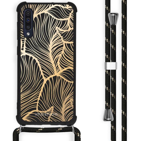 imoshion Design hoesje met koord Samsung Galaxy A50 - Bladeren - Goud