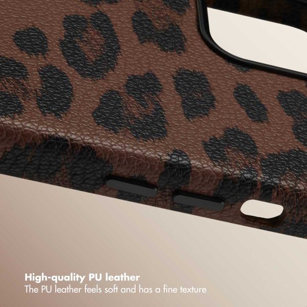 Selencia Sabi Back Cover Panther Print with MagSafe Apple iPhone 12 (Pro) - Mocha Brown