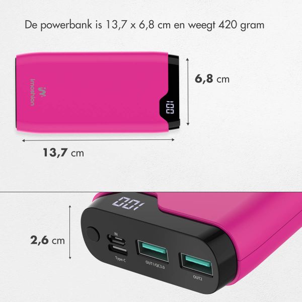 imoshion Powerbank - 20.000 mAh - Quick Charge en Power Delivery - Hot Pink