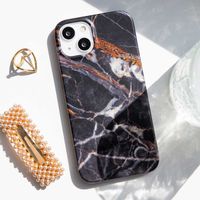Selencia Aurora Fashion Backcover Apple iPhone 15 Pro - Duurzaam hoesje - 100% gerecycled - Zwart Marmer