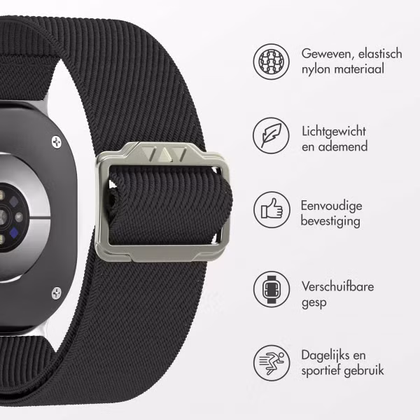 imoshion Elastisch Nylonbandje voor de Samsung Galaxy Watch 8 (Classic) - 40 / 44 / 46mm - Zwart