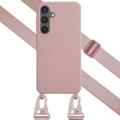 Selencia Siliconen hoesje met afneembaar koord Samsung Galaxy S24 FE - Sand Pink