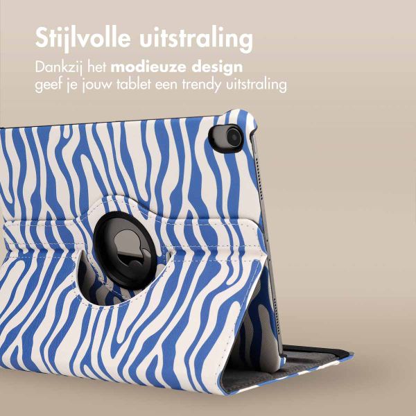 imoshion 360° Draaibare Design Bookcase Apple iPad Air 5 (2022) / Air 4 (2020) - White Blue Stripes