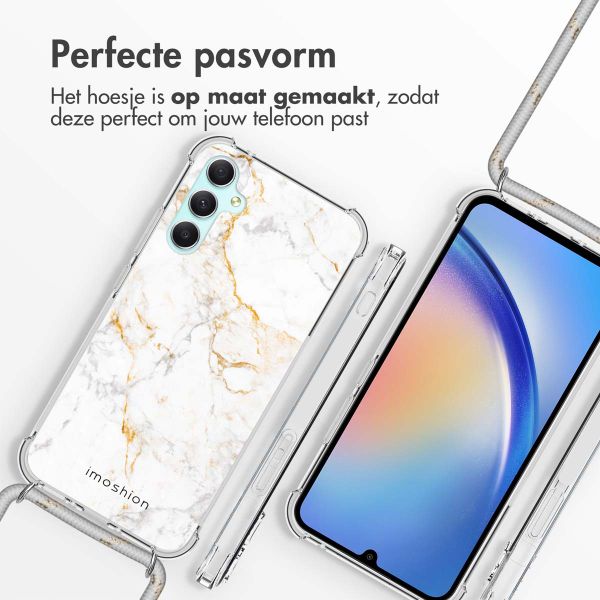 imoshion Design hoesje met koord Samsung Galaxy A34 (5G) - White Marble