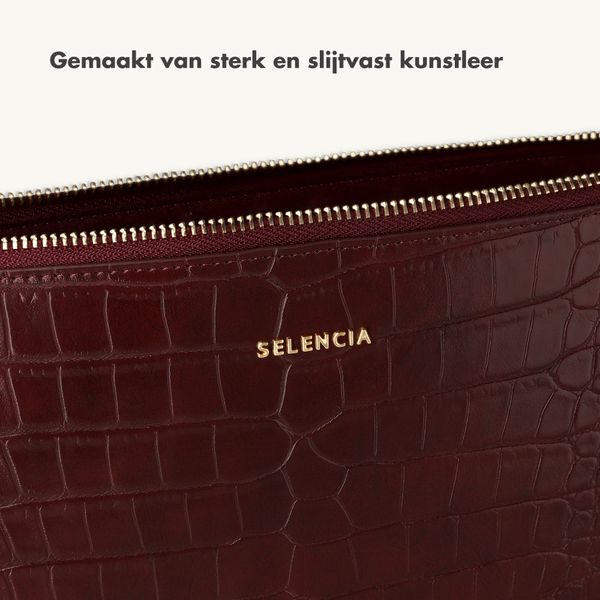 Selencia Croco laptop hoes 11 inch - Laptopsleeve - Burgundy