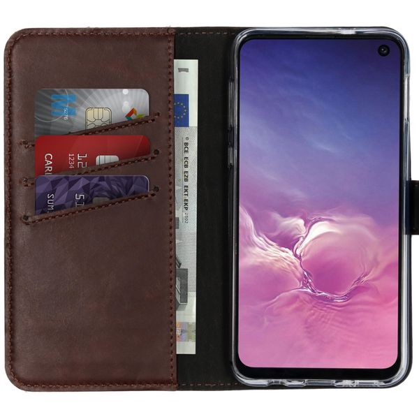 Selencia Echt Lederen Bookcase Samsung Galaxy S10e - Bruin