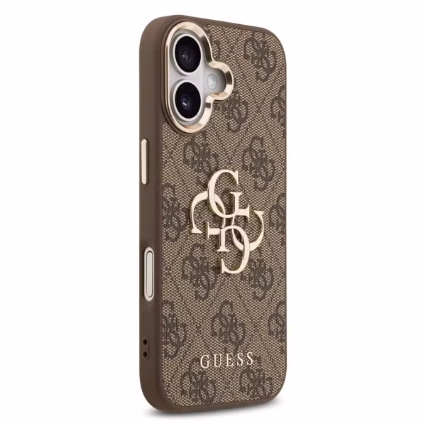 Guess 4G Metal Logo Backcover Apple iPhone 17 - Gold Edge - Brown