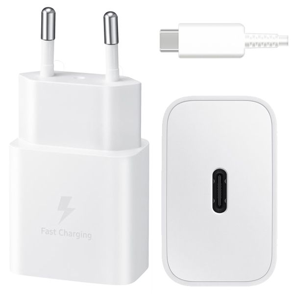 Samsung Originele Power Adapter met USB-C kabel - Oplader - USB-C aansluiting - Fast Charge - 15 Watt - 1 meter - Wit