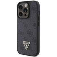 Guess 4G Logo Triangle Strass Backcover iPhone 15 Pro - Zwart