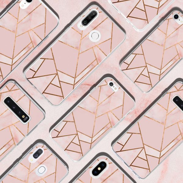 Design Backcover iPhone X / Xs - Grafisch Roze / Koper