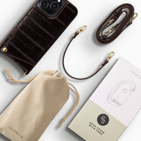 Selencia Nova Real Leather Back Cover with Card Holder Apple iPhone 13 Pro - Dark Chocolate