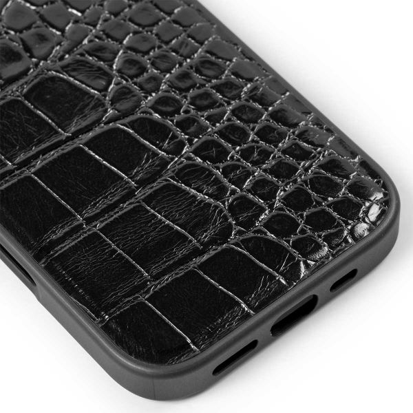 iDeal of Sweden Vegan Leather Backcover iPhone 16 - Black Croco