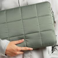 Selencia Puffy Laptop hoes 13-14 inch - Laptopsleeve - Sage Green