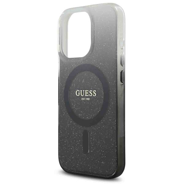 Guess MagSafe IML Glitter Gradient Case Apple iPhone 16 Pro - Zwart