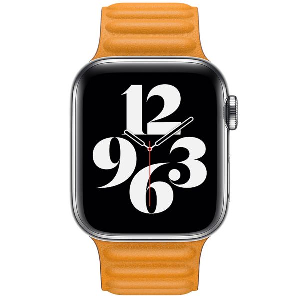 Apple Leather Link Apple Watch Series 1-9 / SE - 38/40/41 mm / Series 10 - 42 mm - Maat M/L - California Poppy