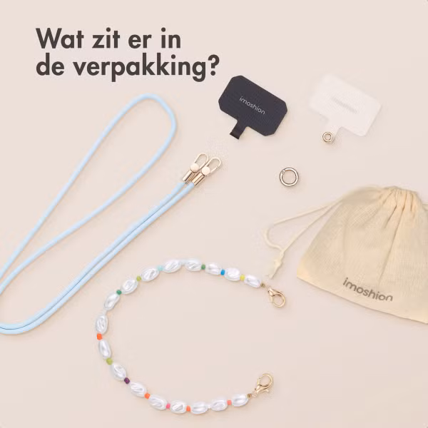 imoshion Gekleurde Telefoonkoorden set met Parels - Lichtblauw