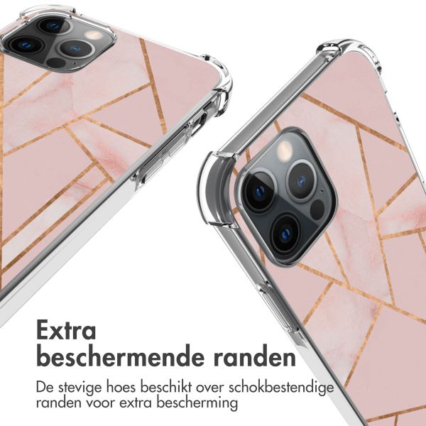 imoshion Design hoesje met koord iPhone 12 (Pro) - Grafisch Koper - Roze / Goud