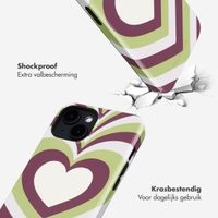 Selencia Vivid Backcover met MagSafe Apple iPhone 14 - Double Hearts Plum Fern