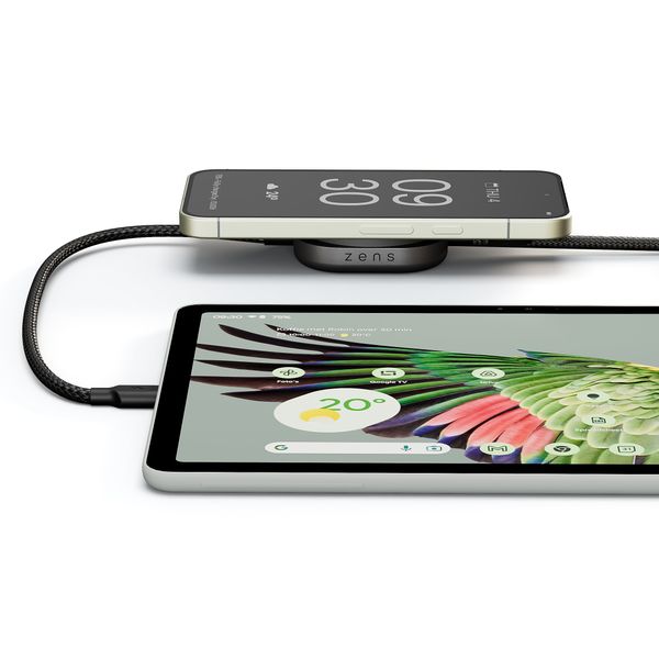 Zens Pro 2 USB-C Kabel met Draadloze Oplader voor telefoon / earbuds - MagSafe en Qi2 - Zwart