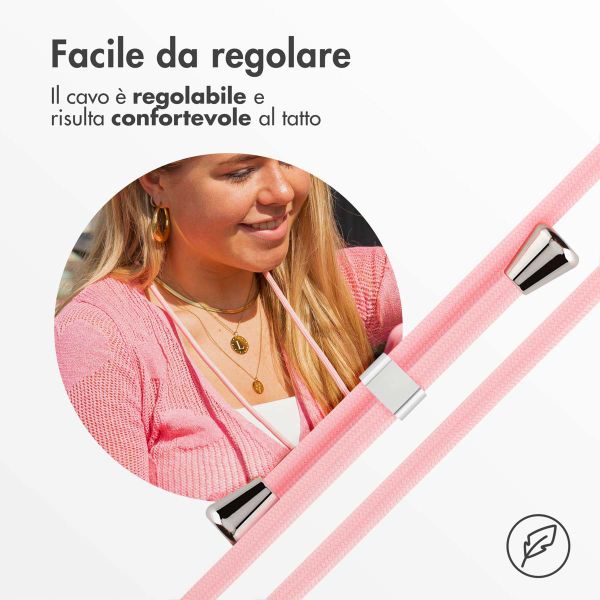 imoshion Siliconen design hoesje met koord Apple iPhone 15 Plus - Retro Pink