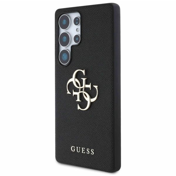 Guess 4G Metal Logo Saffiano Backcover Samsung Galaxy S25 Ultra - Zwart
