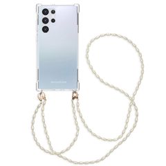 imoshion Backcover met koord + armband - Parels Samsung Galaxy S22 Ultra - Transparant