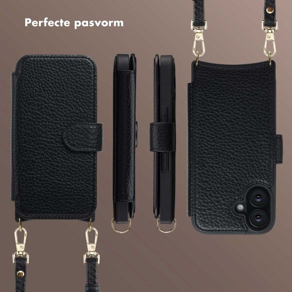 Selencia Riva Bookcase met MagSafe en Koord Apple iPhone 16 - Zwart