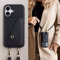 Selencia Sera Telefoonhoes met Koord en Envelop Pashouder Apple iPhone 17 - Zwart