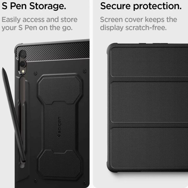 Spigen Rugged Armor Pro Bookcase Samsung Galaxy Tab S9 Plus - Zwart