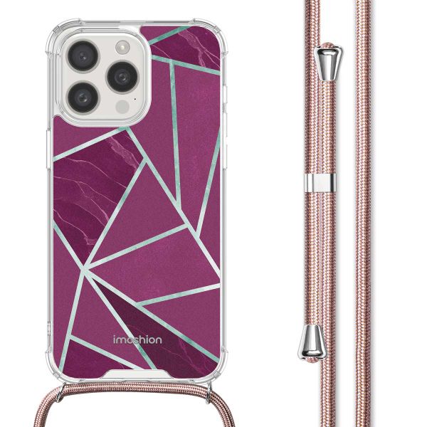 imoshion Design hoesje met koord iPhone 15 Pro Max - Bordeaux Graphic