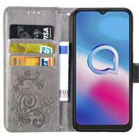 Klavertje Bloemen Bookcase Alcatel 3X (2020) - Grijs