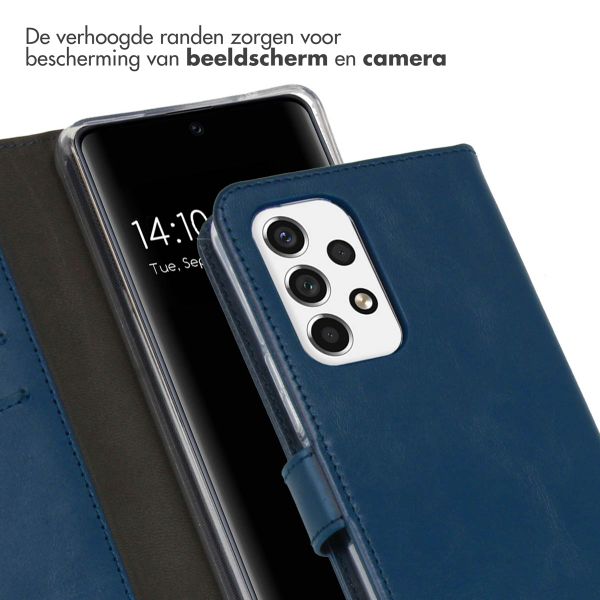 Selencia Echt Leren Bookcase Samsung Galaxy A53 - Blauw